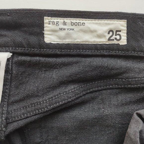 Rag & Bone Harlow Mid-Rise Straight Black Jeans Ankle Women's Sz 25 - Picture 9 of 12